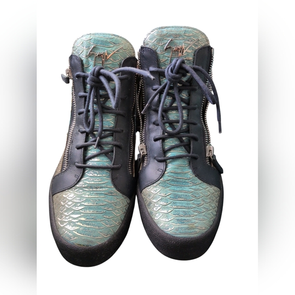Giuseppe Men's Blue-Teal-Silver High-top Sneakers In PRESTINE CONDITION! - Picture 2 of 14